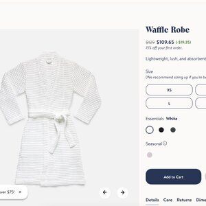 brooklinen Waffle Robe XL / XXL 100% Turkish Cotton